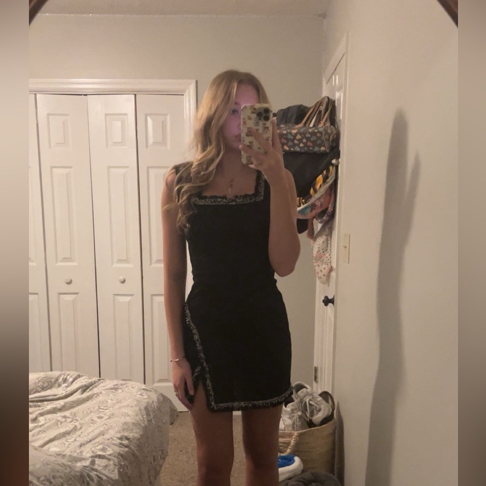 Francesca’s xs black tweed body-con dress